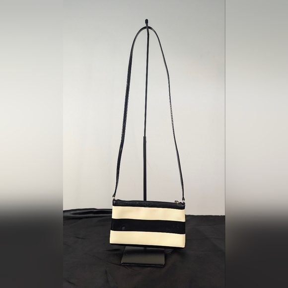 Kate Spade Crossbody PROJECT BAG Small Black Cream Striped PVC Magenta Hot Pink - Picture 2 of 12